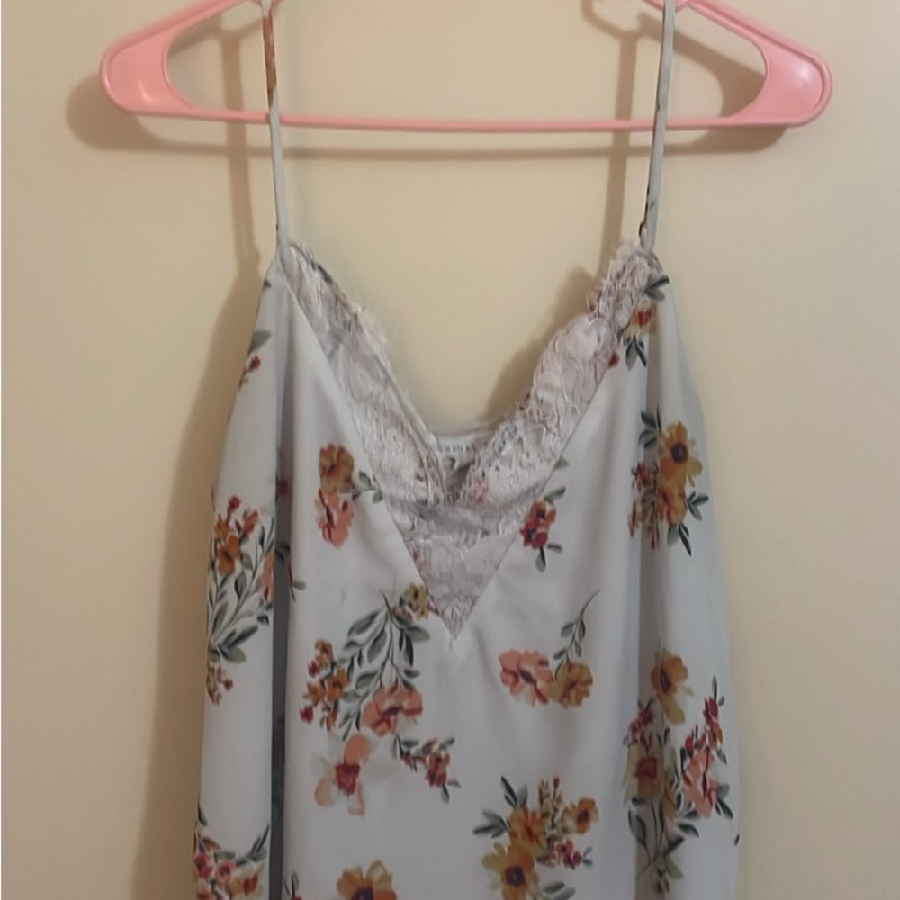Floral Lace Trim Cami Top